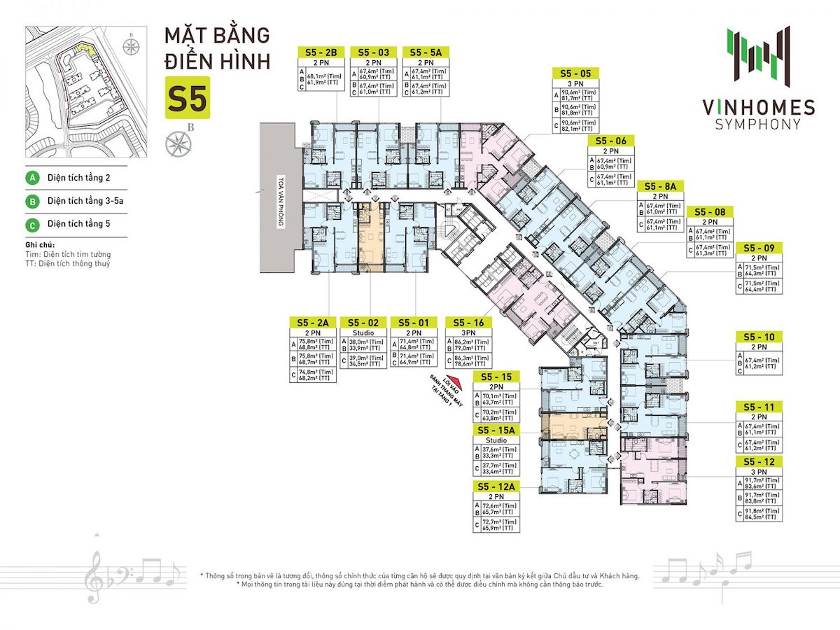 Mặt bằng S5 (Tầng 2 - 5)