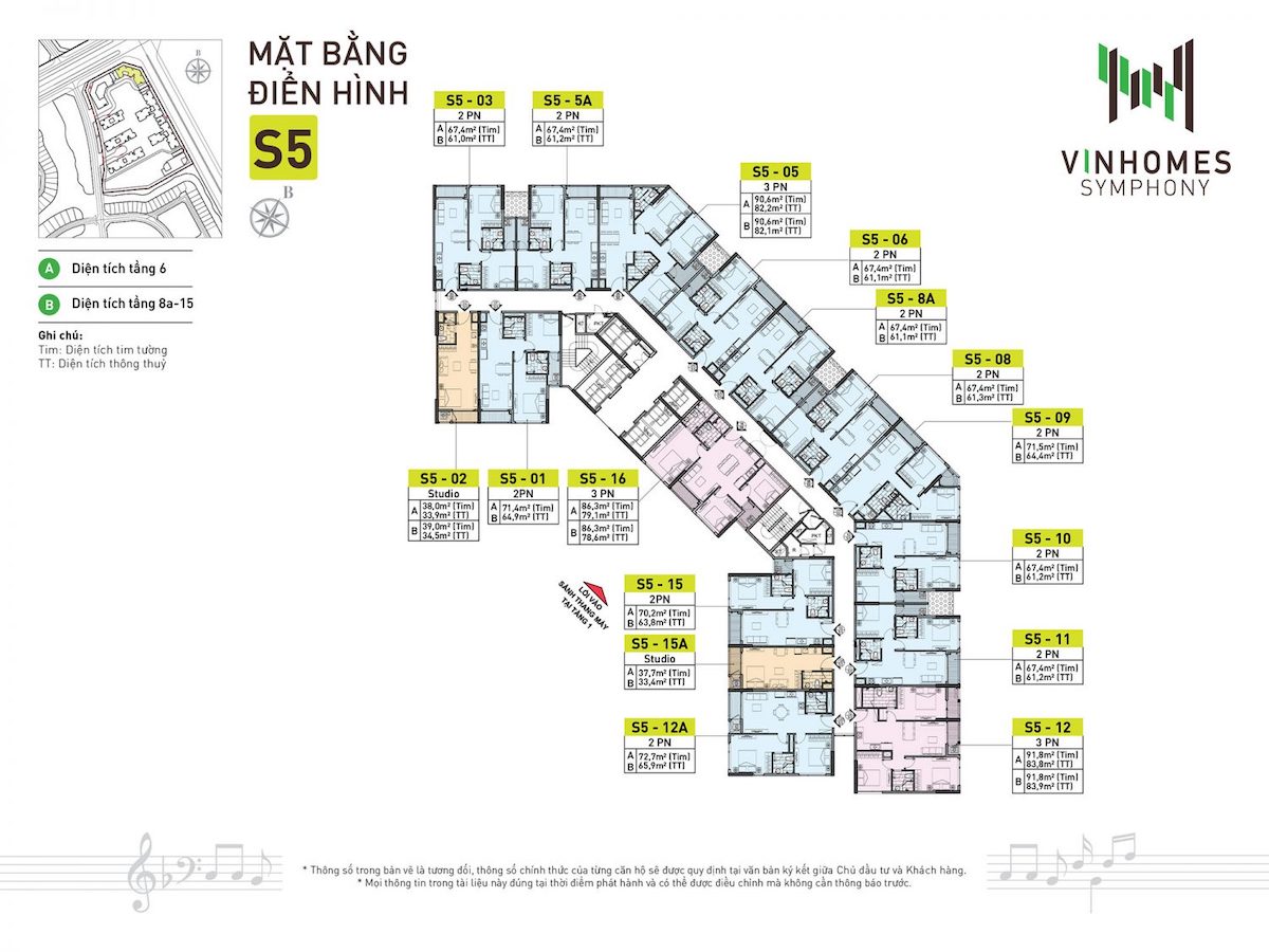 Mặt bằng S5 (Tầng 6 - 15)