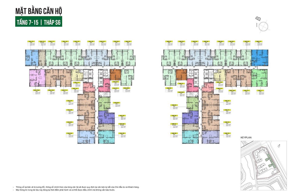 Mặt bằng S6 (Tầng 7 - 15)